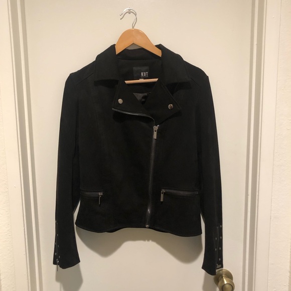 Kut From The Kluth Black Moto Faux Suede Jacket - Picture 2 of 6